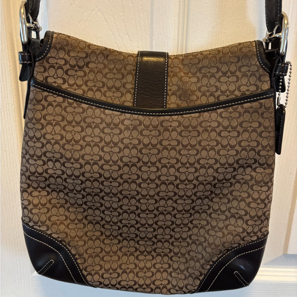 Coach VINTAGE F3K-6376 SoHo Mini Signature C Flap Crossbody Tan/Brown Bag EUC - Picture 11 of 16